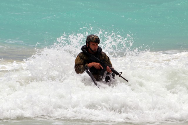 Soldiers, Marines conduct helocast operations off Hawaiian coast