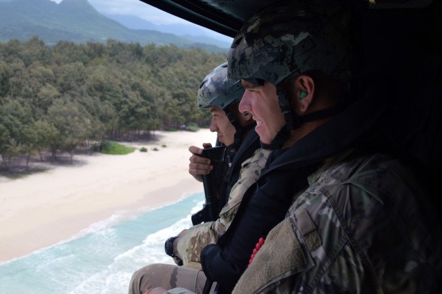 Soldiers, Marines conduct helocast operations off Hawaiian coast