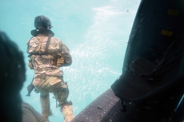 Soldiers, Marines conduct helocast operations off Hawaiian coast