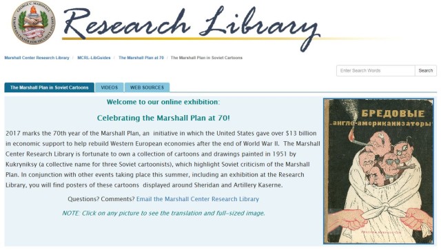 Screen Shot of Marshall Plan Anniversary Website