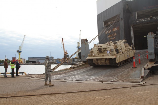 US Soldiers rolling into Saber Strike