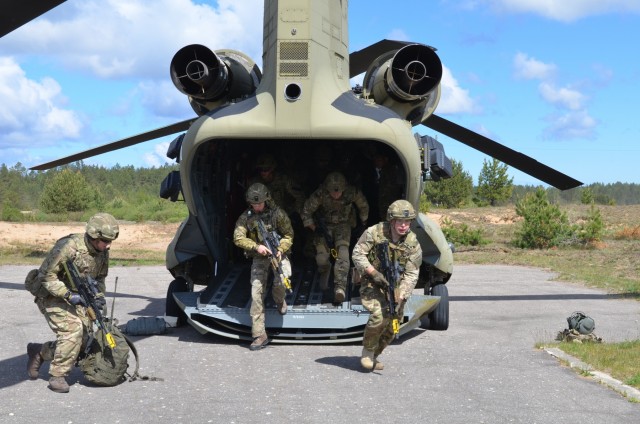 US Soldiers support UK British Royal Marines during Exercise Saber Strike
