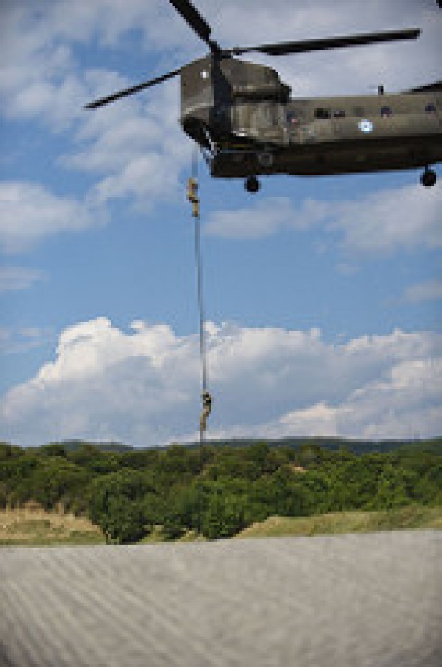 Sky Soldier Fast Rope from Greek Helicopter