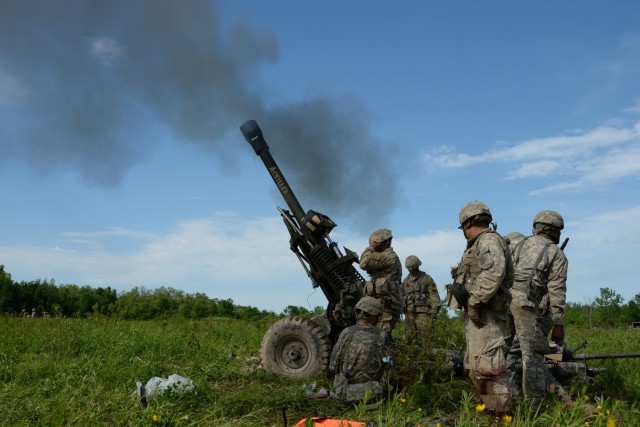 New York Army Guard aviators and artillerymen team up for joint training at Fort Drum
