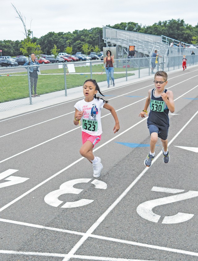 More than 40 of Fort Riley's military children participated in the Big Red One" Youth Track Meet and Peter Rabbit Fun Run June 10.