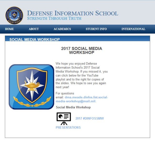 Defense Information School Social Media Workshop