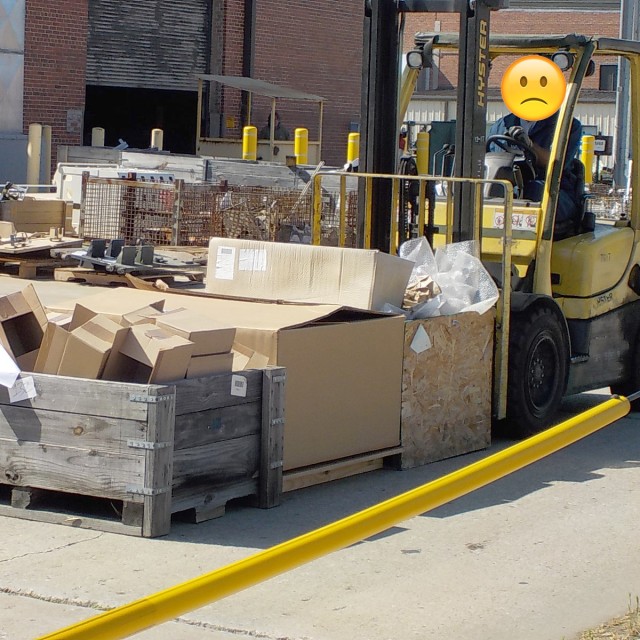Pushing forklift loads leads to additional hazards