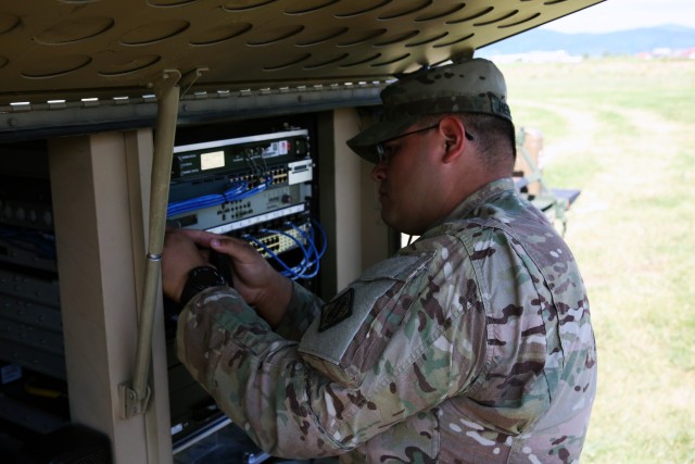 Meet your Army: Sgt. Hercules monitors the network at Saber Guardian 17