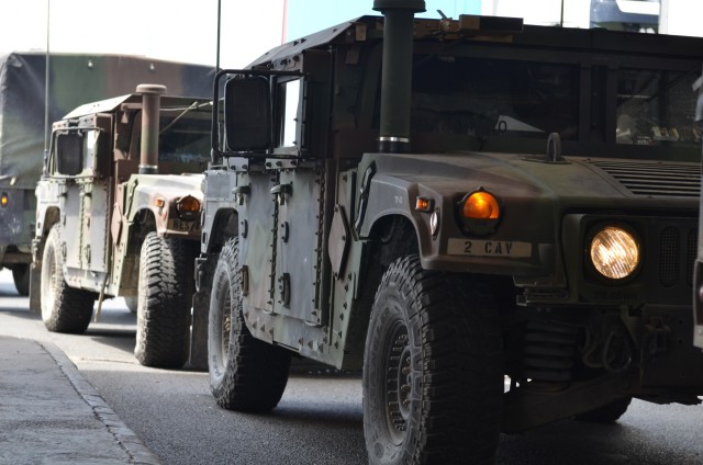 US Soldiers conduct tactical road march across Hungarian-Romanian Border