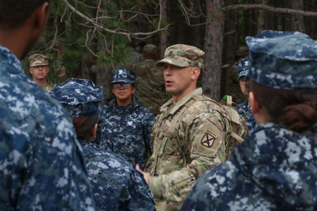 U.S. Active Army 1st Sgt. adresses Navy Reserve Hospital Corpsman