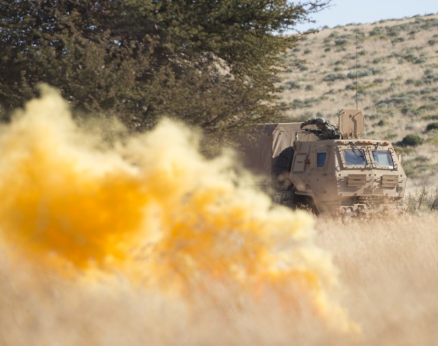 Complex drill in Africa challenges, preps young Army truck drivers for combat