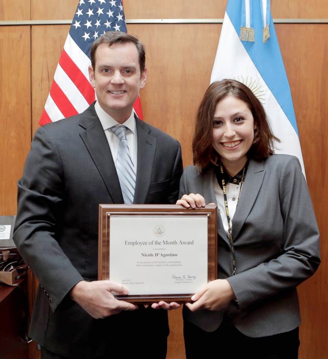 Army employee receives U.S. Embassy award in Argentina