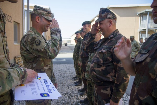 U.S. Army Reserve civil affairs soldiers thanks CIMIC partners during Saber Guardian