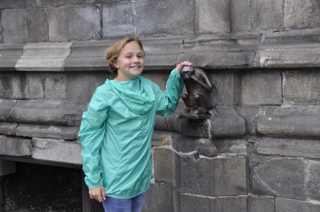 Kaitlyn rubs the Mons monkey