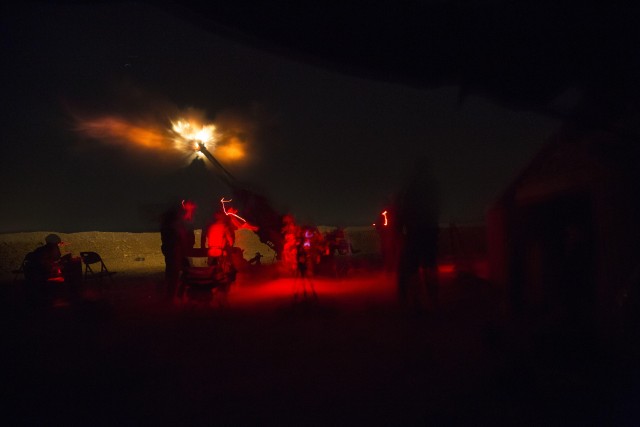 Task Force Strike Soldiers conduct fire missions