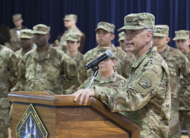 LG Nakasone speaks during Transition of Authority ceremony