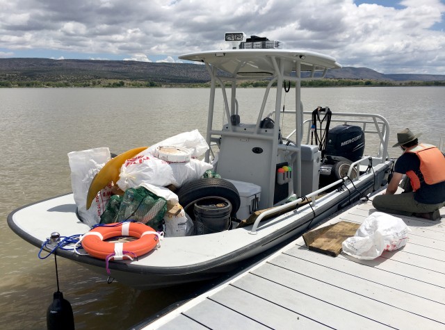 Boaters "Sweep up" Cochiti Lake