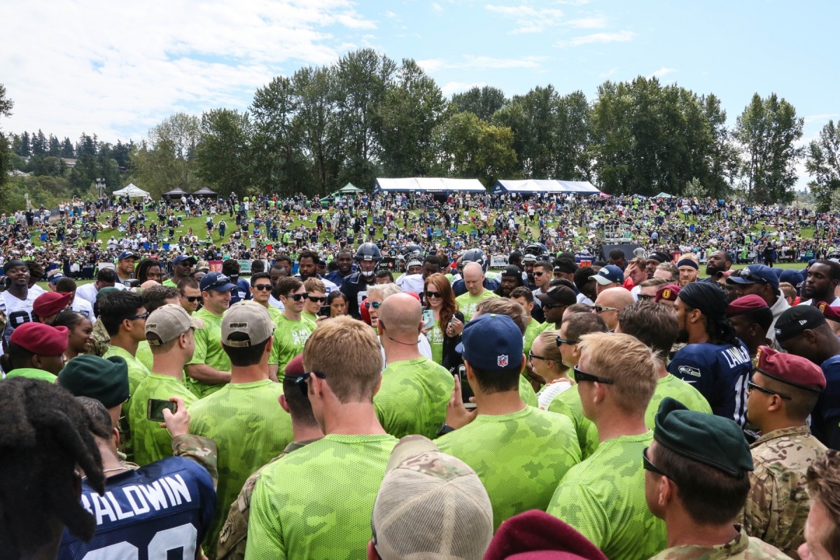 1st SFG (A) partner with Seahawks, visit final day of training camp, Article