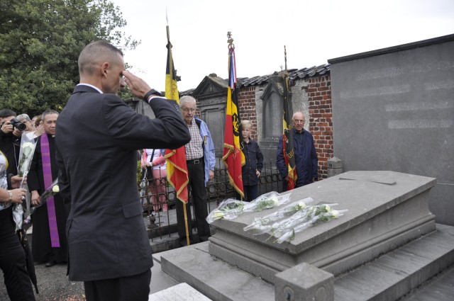 Lt. Col. William Lovell salutes Daumerie