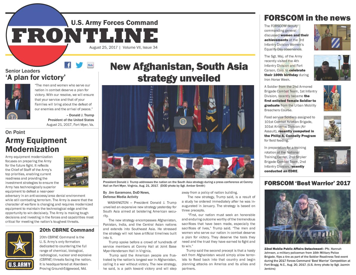 FORSCOM Frontline - Aug. 25, 2017 | Article | The United States Army