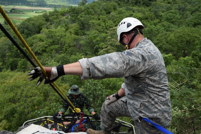 Lowering Simulated Casualty Down Cliff Face