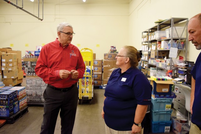 Mike Immler, AAFES deputy director, visited Fort Riley to honor AAFES employees for their service and check up on "Big Red One" Express.