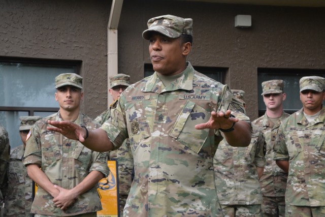 Command Sgt. Maj. Michael L. Berry departs Area I to head Drill Sergeant Academy