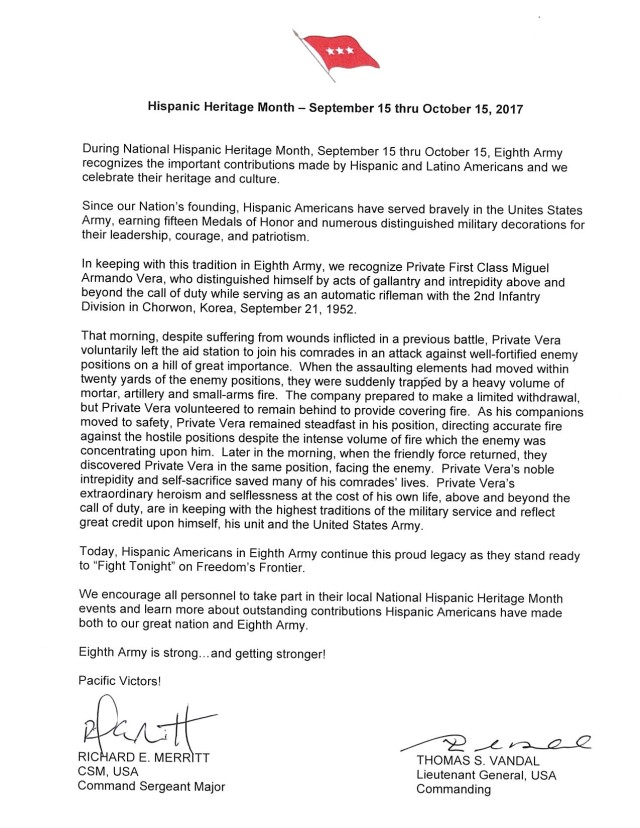 Hispanic Heritage Month Message