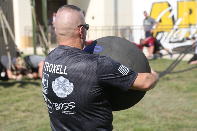 SEAC Troxell powers the Atlas ball through PT exercise