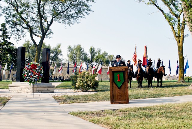 1st Infantry Division and Fort Riley senior leadership, Soldiers, families and veterans observe Patriots Day on Sept. 11.