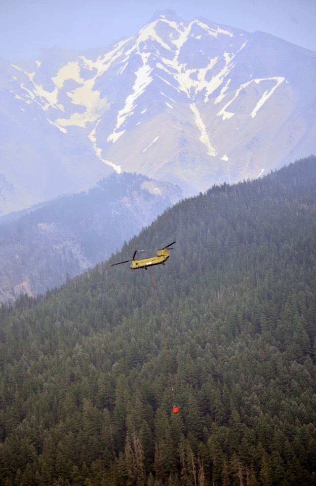 Oregon Army National Guard Soldiers douse Whitewater Fire