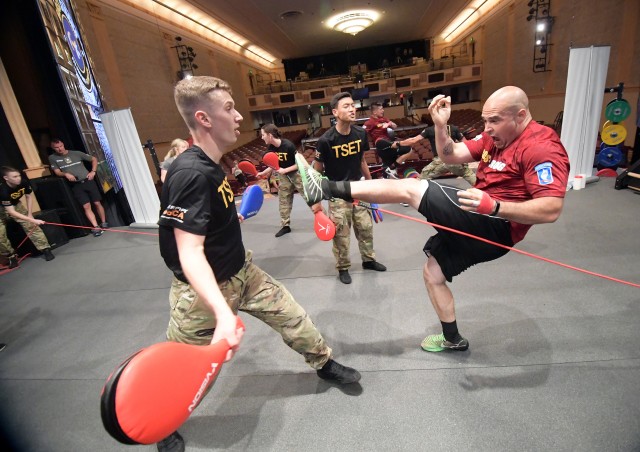 Pfc. Biggers gets kicks from Total Soldier Enhancement Training