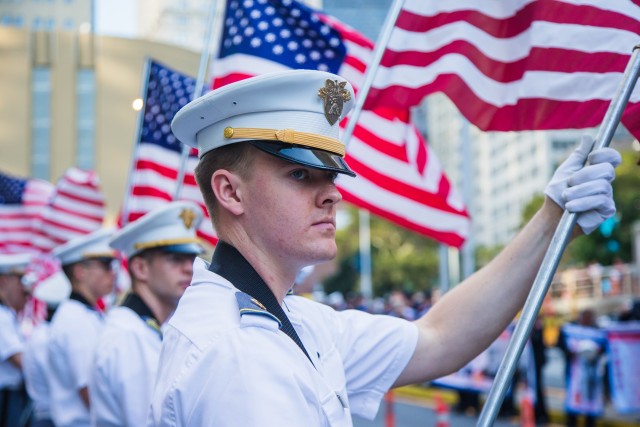 USMA Cadets act as flag bearers during Tunnel 2 Towers