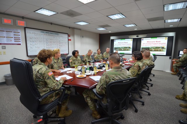 Col. Erica Clarkson, 121st CSH/BAACH commander and the command team provided a command brief
