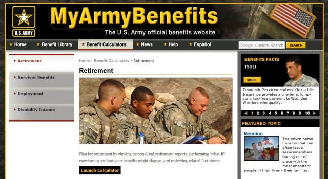 MyArmyBenefits Retirement Calculator