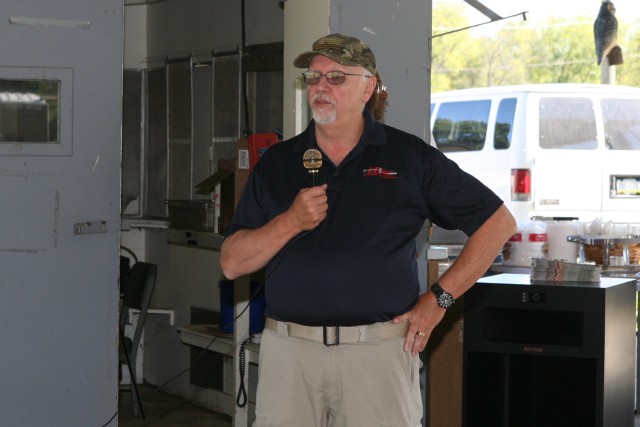 Ed Averill, Deputy Commander, Letterkenny Munitions Center, speaks with LEMC employees during LEMC's 75th Anniversary Observance.