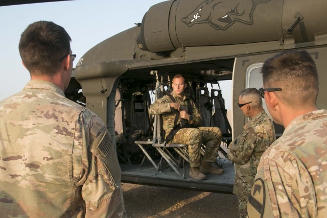 Up, up and away: Cavalry Soldiers conduct air assault training with Kuwaiti partners