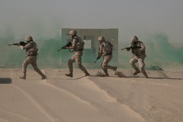 Up, up and away: Cavalry Soldiers conduct air assault training with Kuwaiti partners