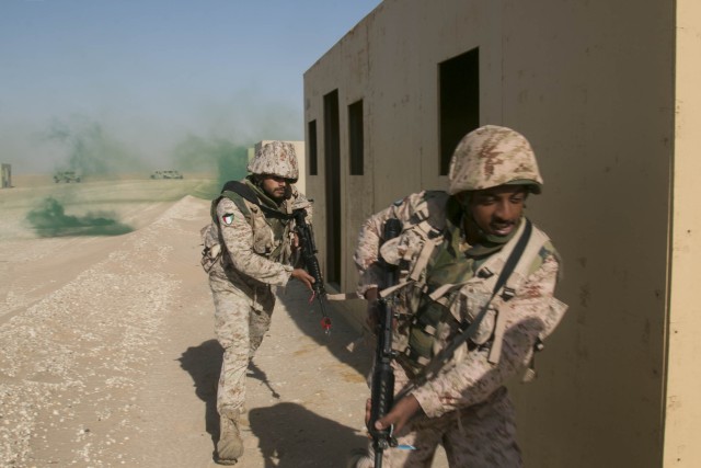 Up, up and away: Cavalry Soldiers conduct air assault training with Kuwaiti partners