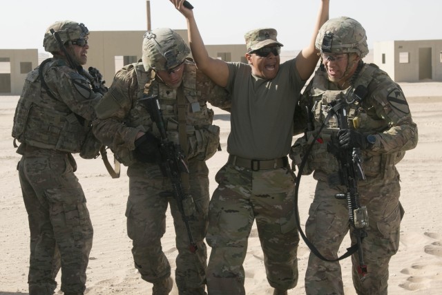 Up, up and away: Cavalry Soldiers conduct air assault training with Kuwaiti partners