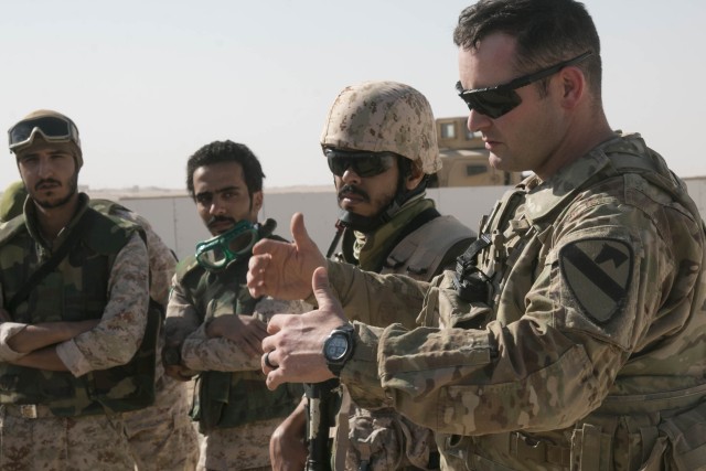 Up, up and away: Cavalry Soldiers conduct air assault training with Kuwaiti partners