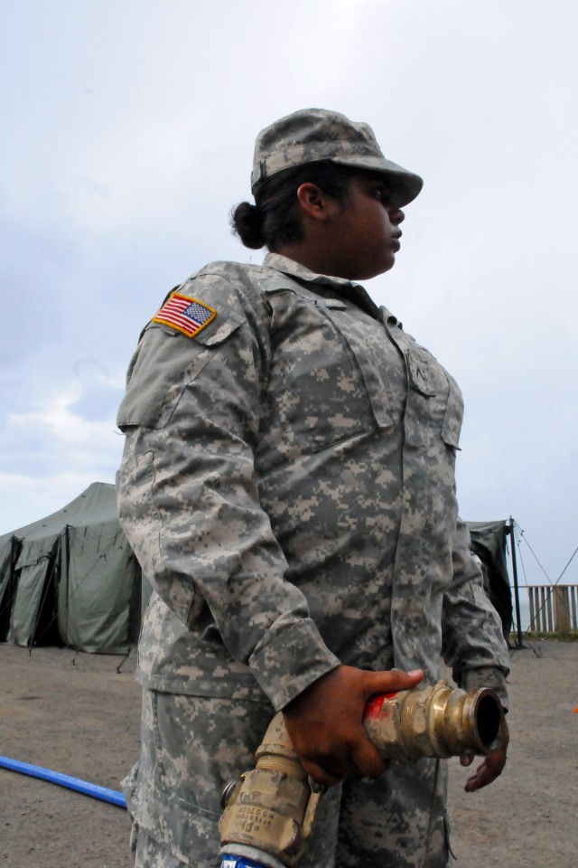 Army National Guard Soldiers purifying water in Puerto Rico