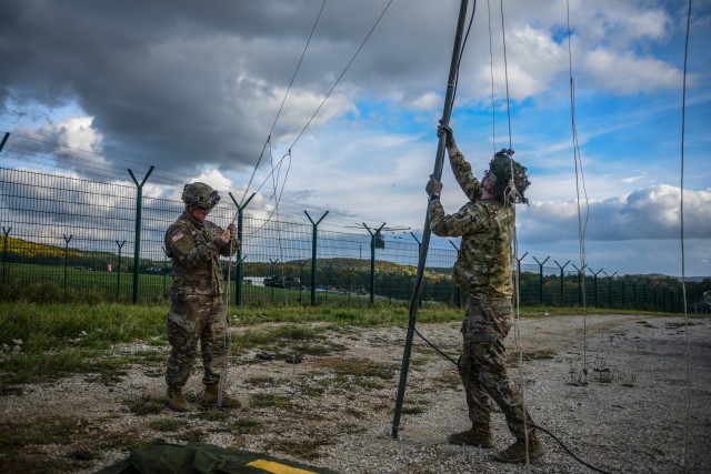 Sky Soldiers ready equipment during Swift Response 17, Phase 2