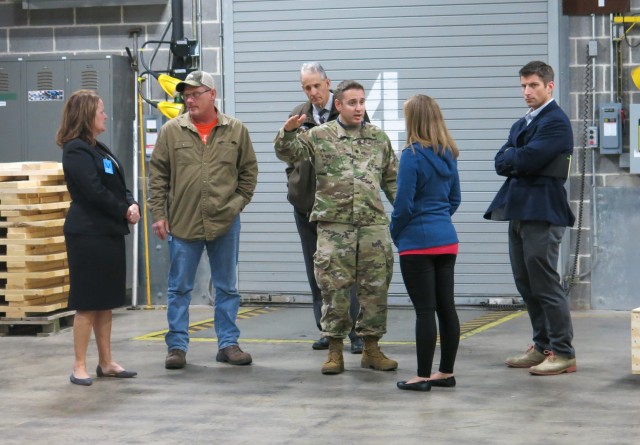 Lt. Col Jeffrey Ignatowski, Commander, Letterkenny Munitions Center explains the importance of LEMC's Less Than Truckload shipping to the U.S. Army to Ms. Melissa Buchanan, Legislative Director, Rep.