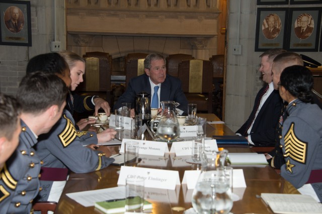 George W. Bush speaks with West Point cadets