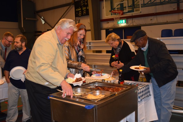 Retirees enjoy a pancake breakfast at Schinnen