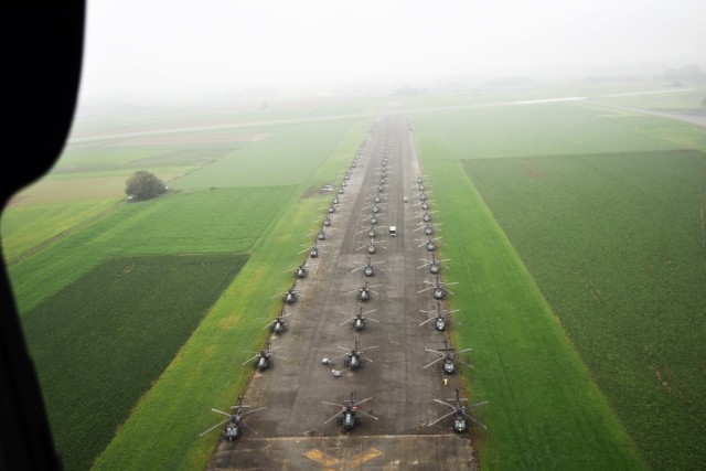 1ACB Helicopters staged at Chi&egrave;vres Air Base