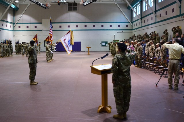 597th Trans. Bde. Soldiers in change of responsibility ceremony