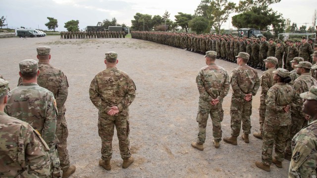U.S. soldiers participate in Artemis Strike opening ceremony