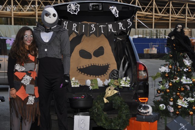 Jack Skellington and Sally at Chi&egrave;vres MWR Trunk-or-Treat